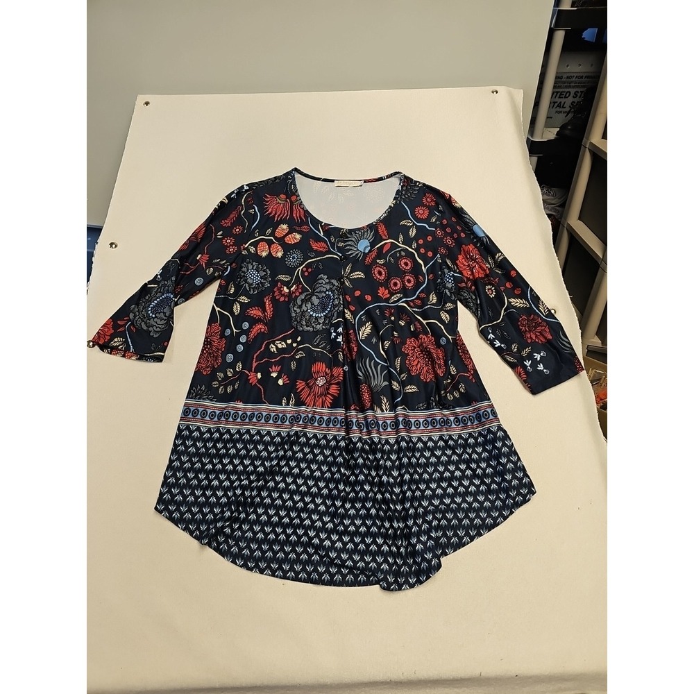 BaiShengGT Size 2XL Womens Multicolor Round Neck‎ Paisley Floral Tunic
